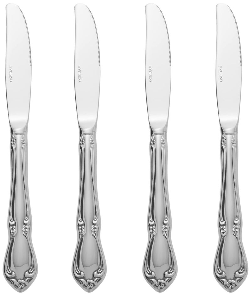Oneida Chateau Fine Flatware Dinner Knives, Set of 4, 18/10 Stainless Steel